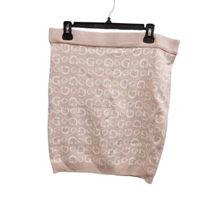 Guess Beige Sweater Knit Monogram Logo Print Pencil Skirt Size Extra Large
